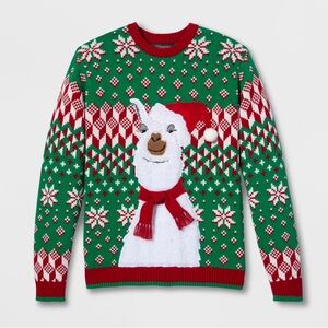 Size XL 33 Degrees Ugly Christmas Sweater Llama Alpaca Red Green